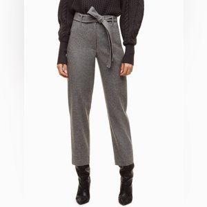 Aritzia Wilfred Jallade/Tie-Front Wool Blend Pant in Grey Tweed